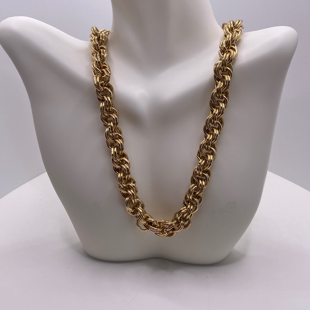 Vintage Avon chunky brutalist look chain necklace textured gold tone